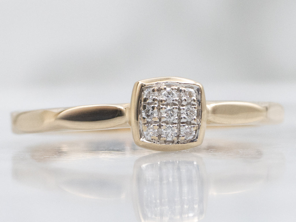 Square Pave-Set Diamond Cluster Ring