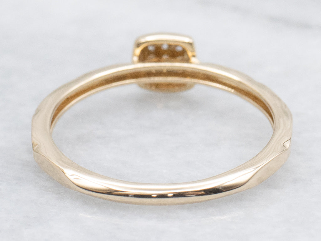Square Pave-Set Diamond Cluster Ring