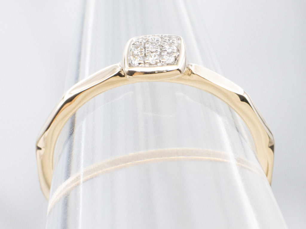 Square Pave-Set Diamond Cluster Ring