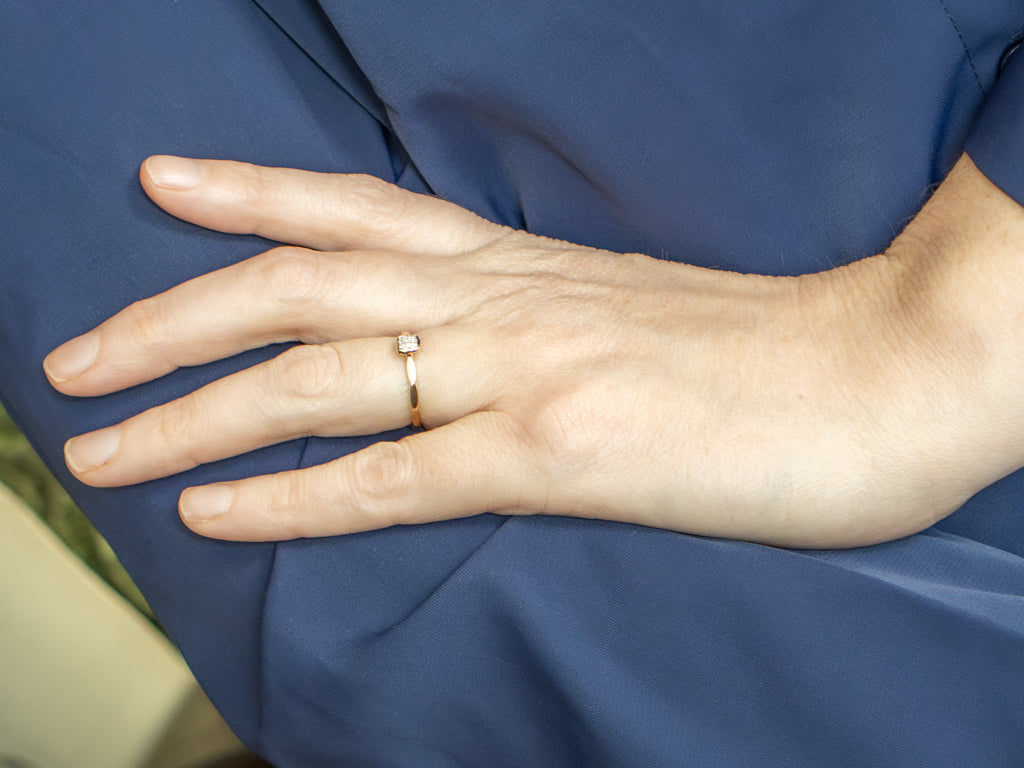 Square Pave-Set Diamond Cluster Ring