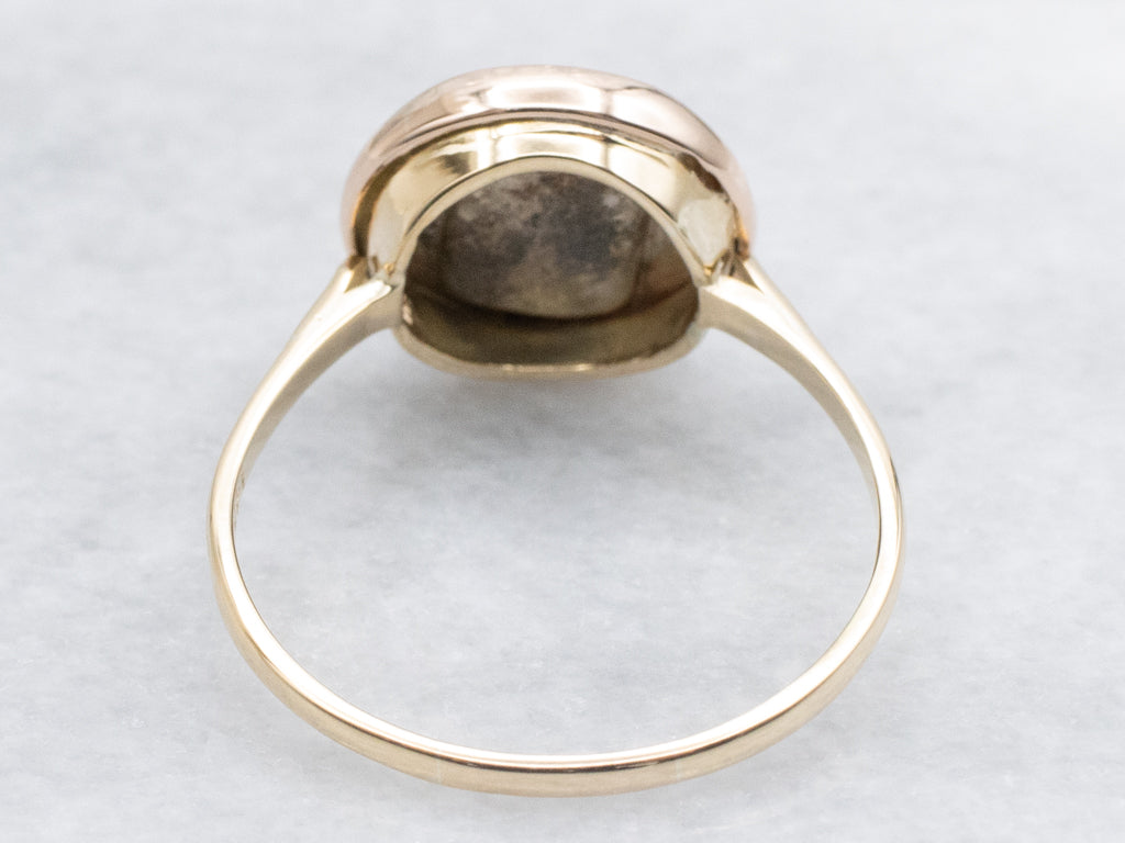 Rose Cut Diamond Engraved Harp Antique Signet Ring