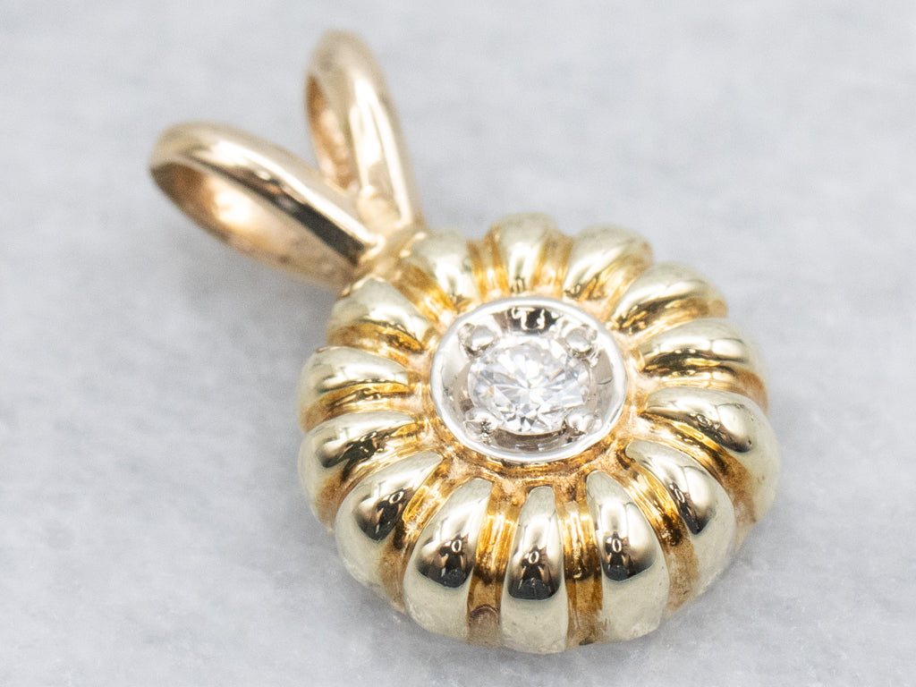 Two-Tone Gold Diamond Solitaire Pendant
