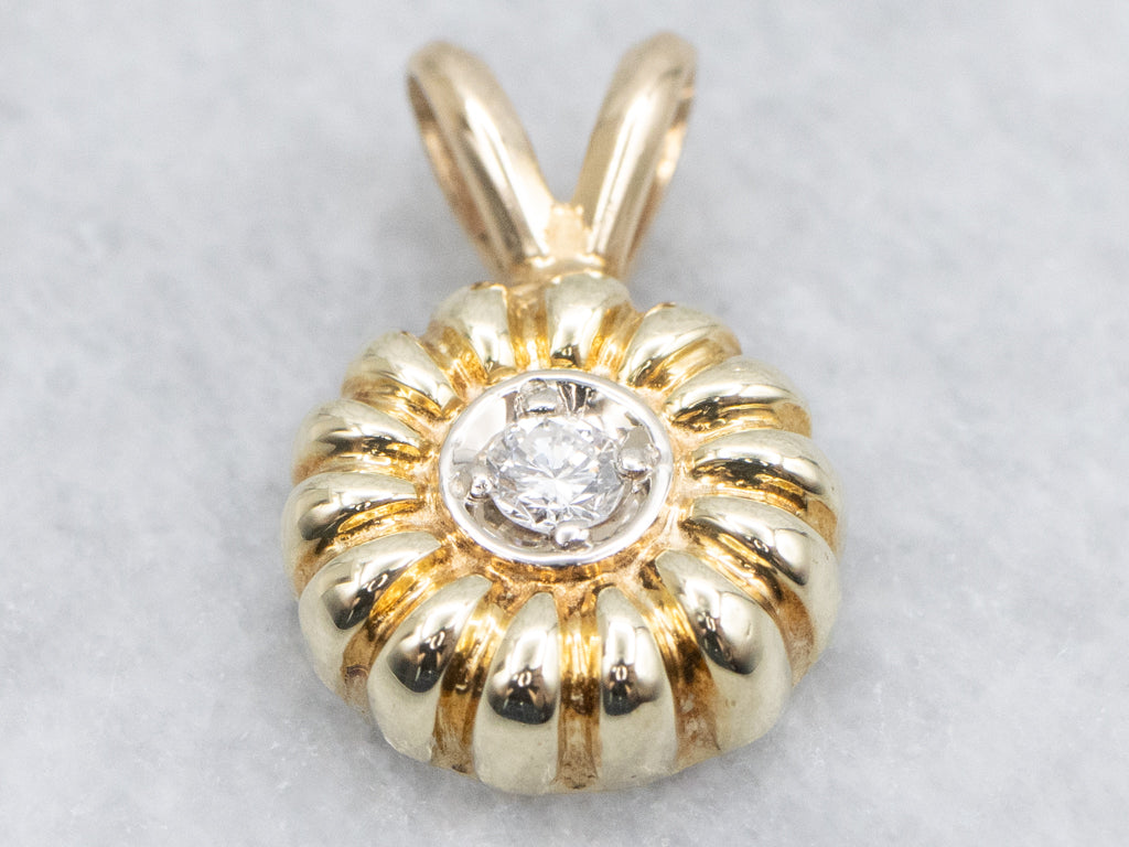 Two-Tone Gold Diamond Solitaire Pendant