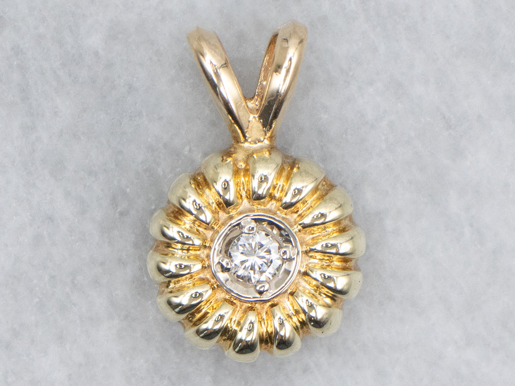 Two-Tone Gold Diamond Solitaire Pendant