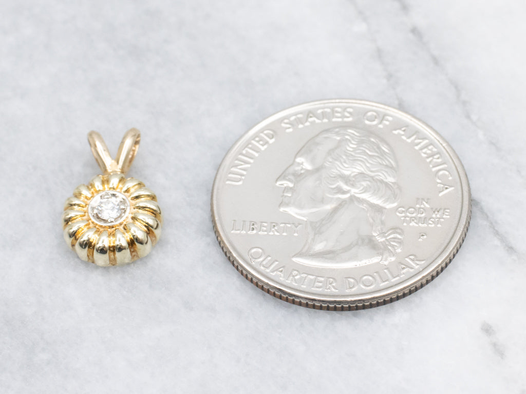 Two-Tone Gold Diamond Solitaire Pendant