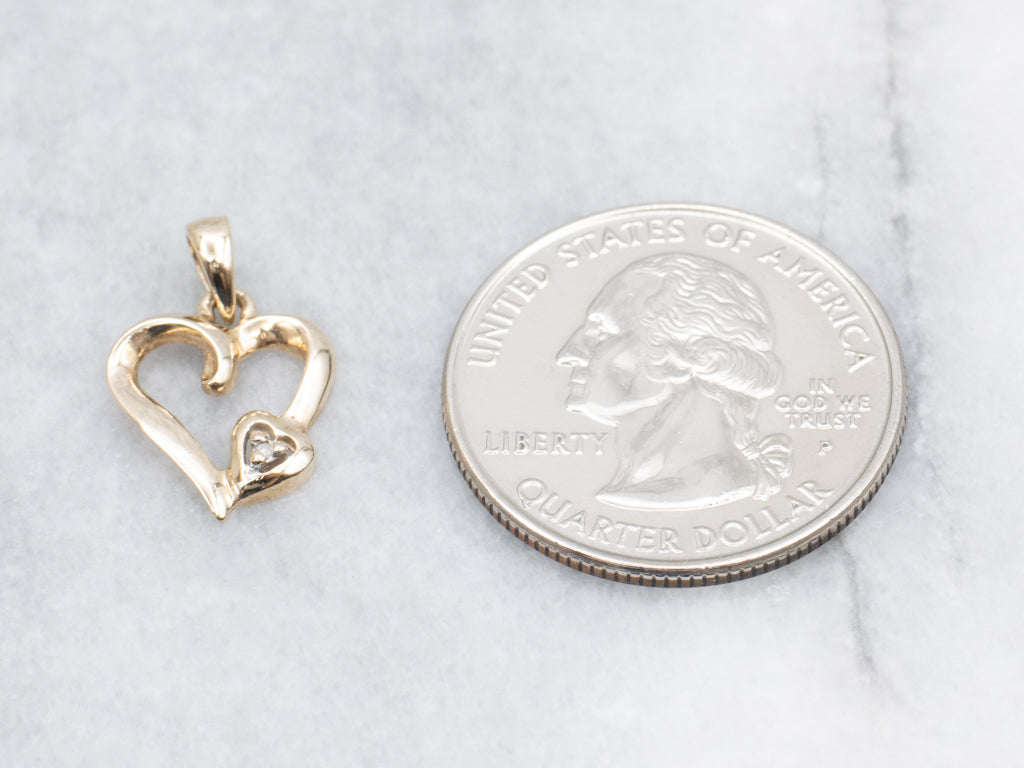 Looping Yellow Gold Diamond Heart Pendant
