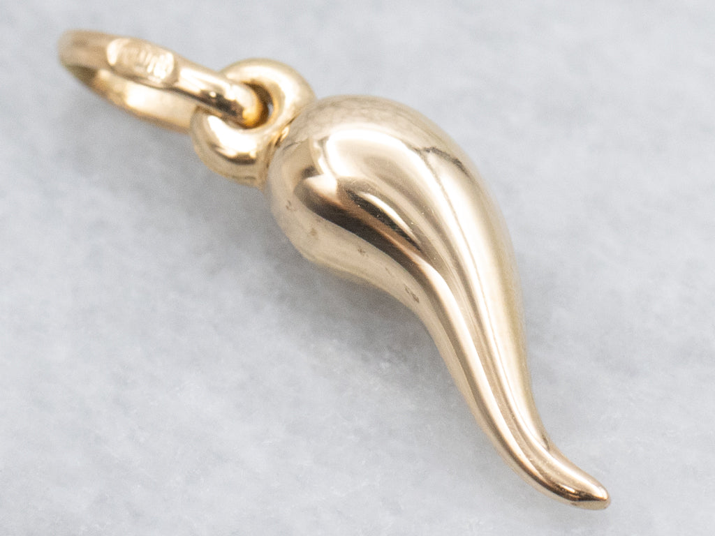 Mini Yellow Gold Italian Horn Charm