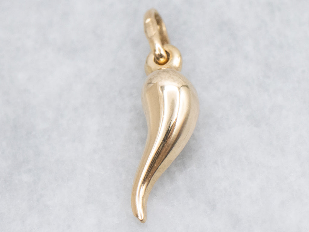 Mini Yellow Gold Italian Horn Charm