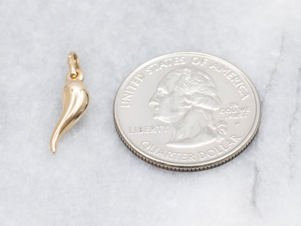 Mini Yellow Gold Italian Horn Charm