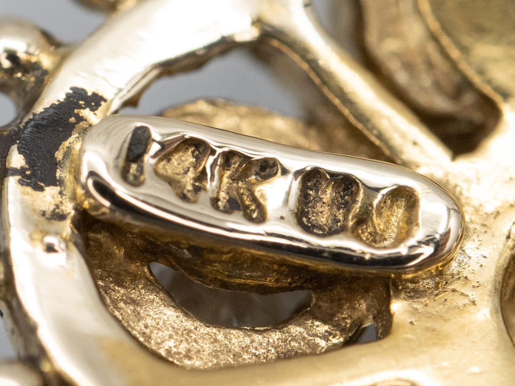 Diamond Halo Yellow Gold Bead Patterned Edge Pendant