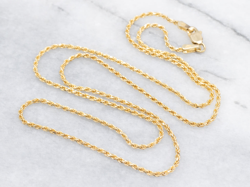 Italian 18-Karat Yellow Gold Rope Chain with Lobster Clasp