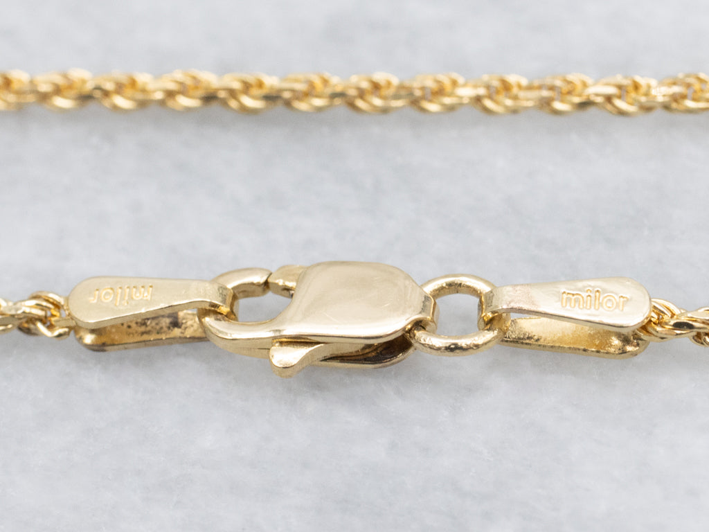 Italian 18-Karat Yellow Gold Rope Chain with Lobster Clasp