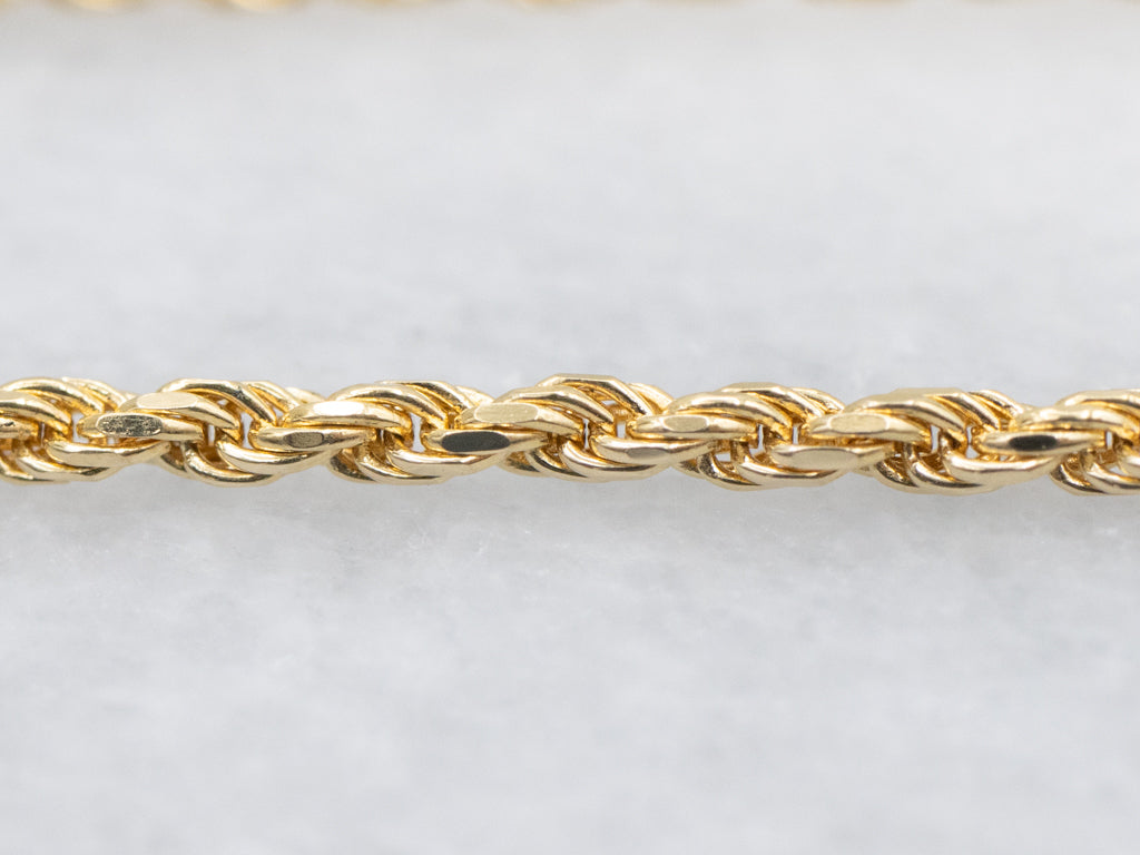 Italian 18-Karat Yellow Gold Rope Chain with Lobster Clasp