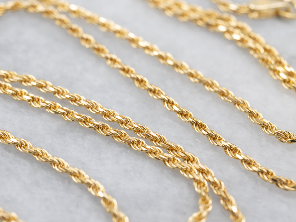 Italian 18-Karat Yellow Gold Rope Chain with Lobster Clasp