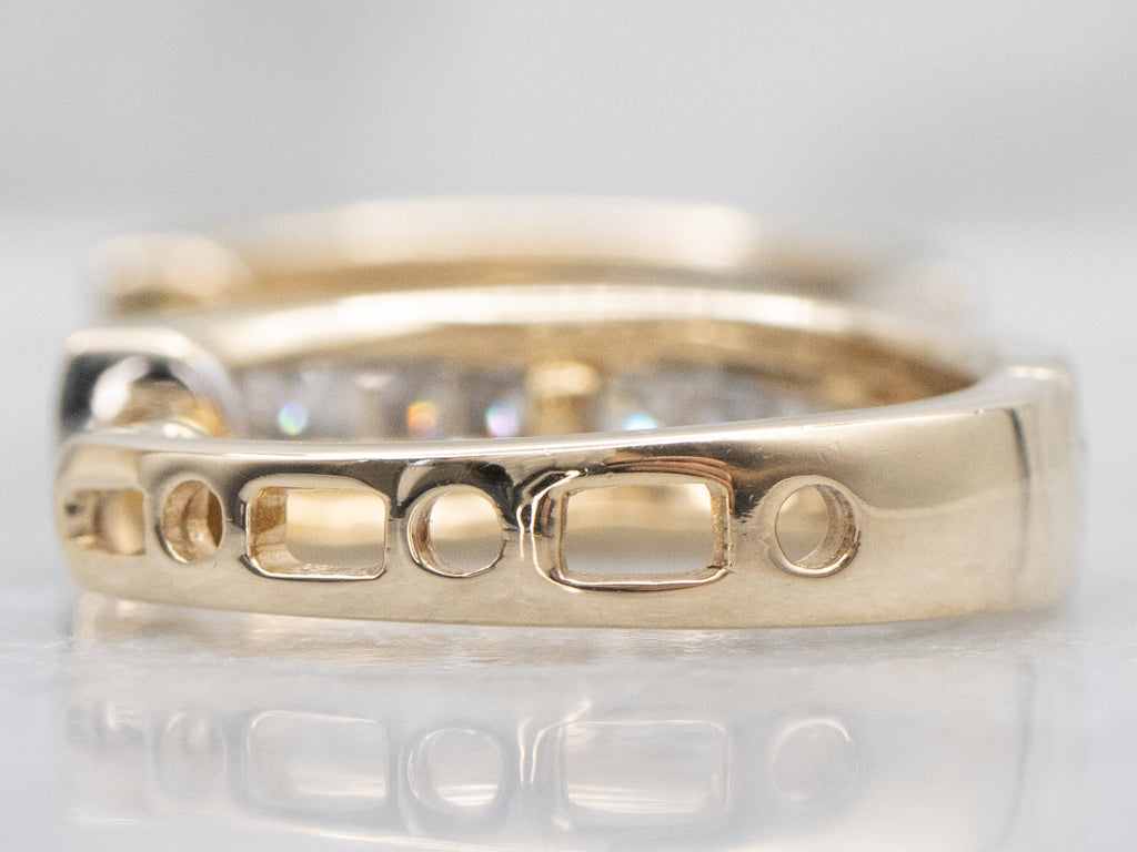 Channel-Set Mix-Cut Diamond Huggie Hoop Earrings