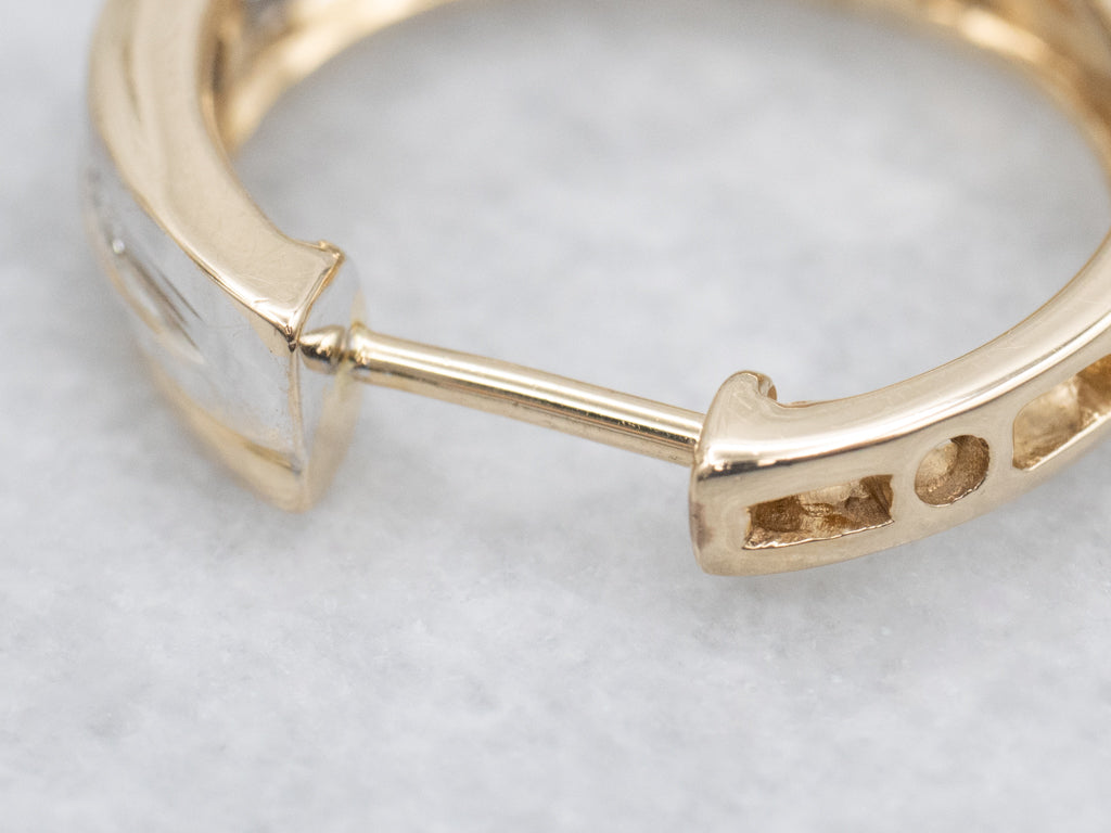 Channel-Set Mix-Cut Diamond Huggie Hoop Earrings