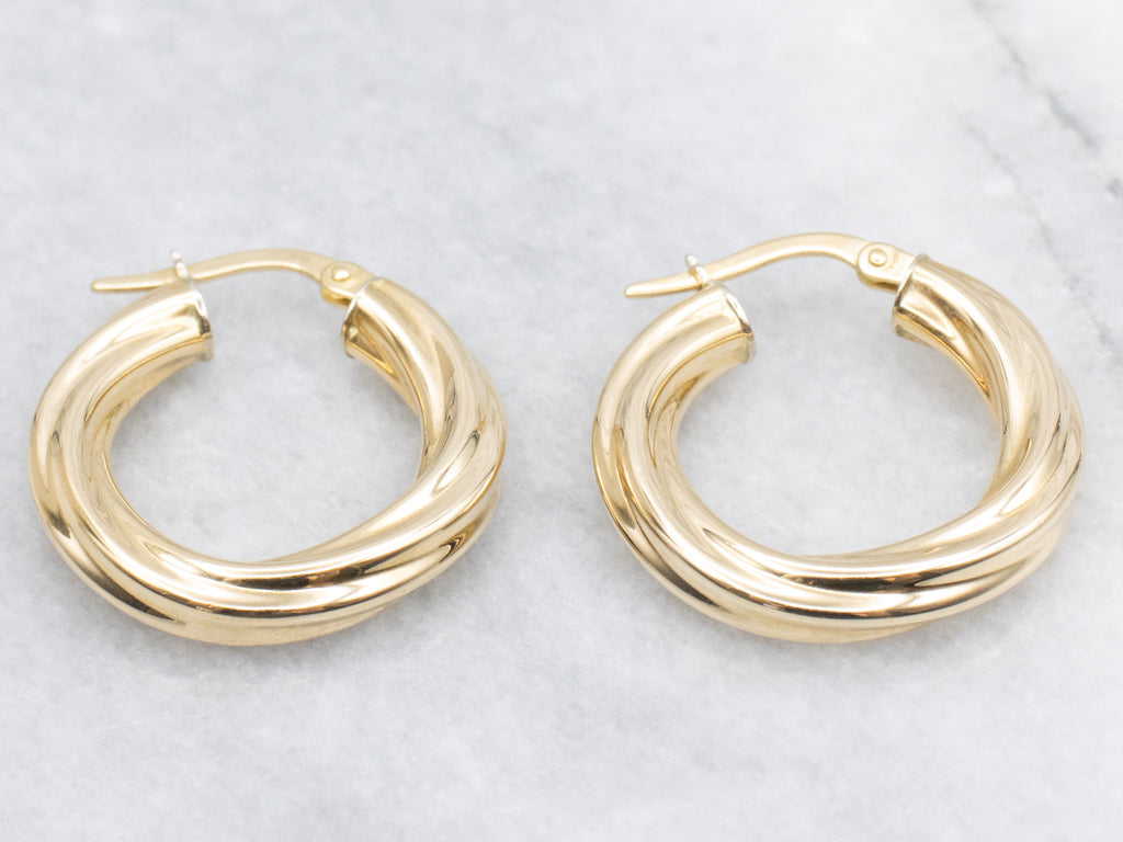 Twisted Italian 18-Karat Yellow Gold Hoop Earrings