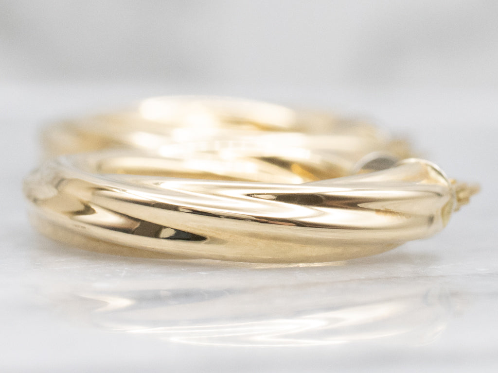 Twisted Italian 18-Karat Yellow Gold Hoop Earrings