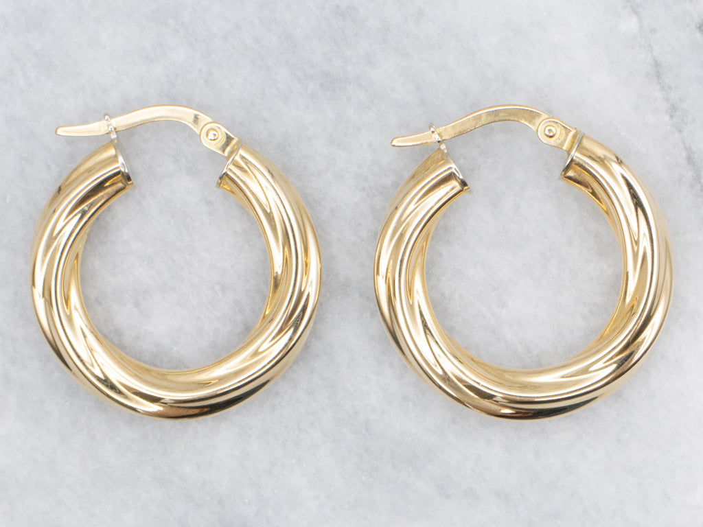 Twisted Italian 18-Karat Yellow Gold Hoop Earrings