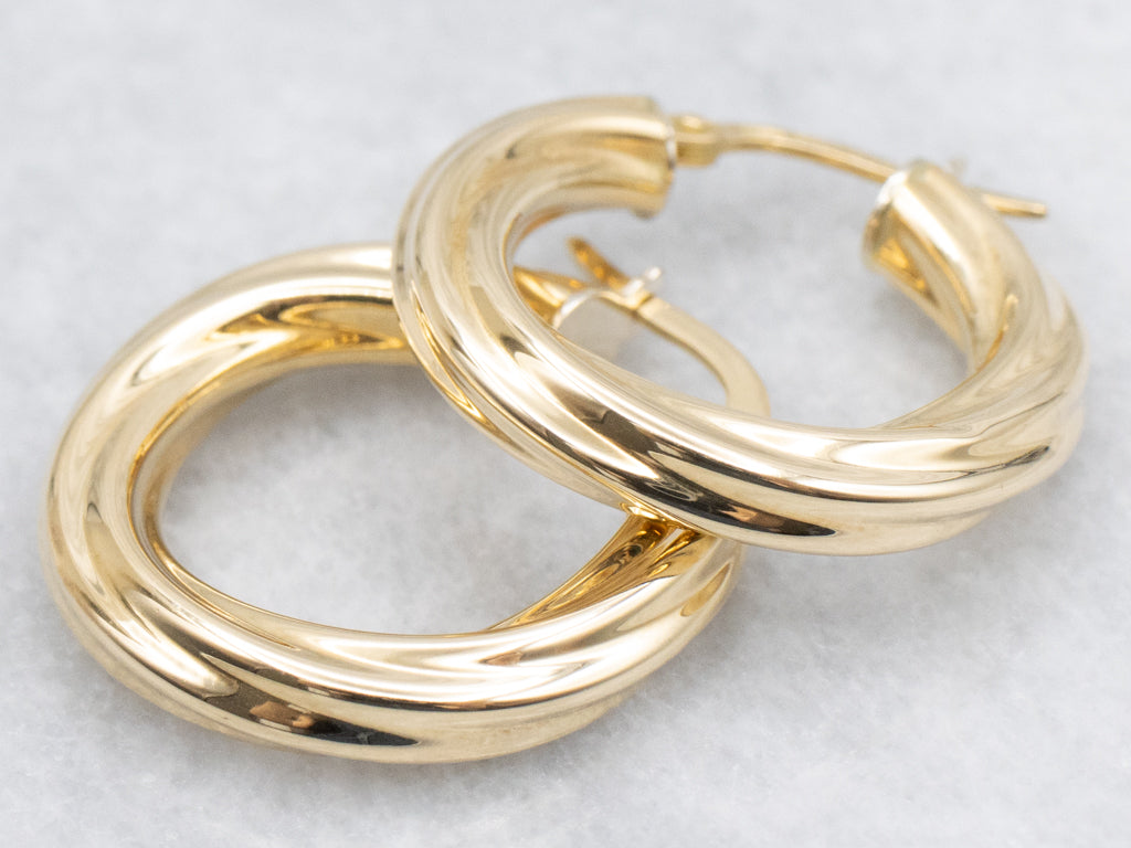 Twisted Italian 18-Karat Yellow Gold Hoop Earrings