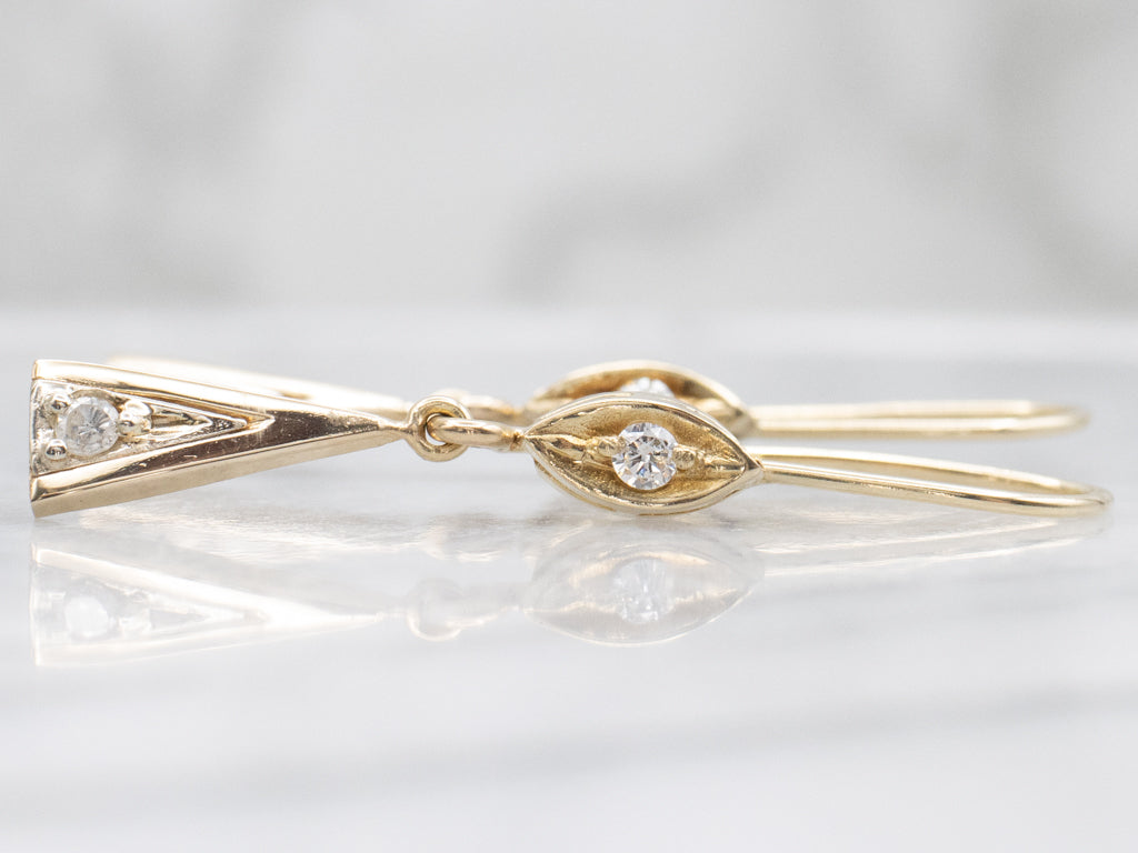 Triangle Diamond Drop Gold Earrings