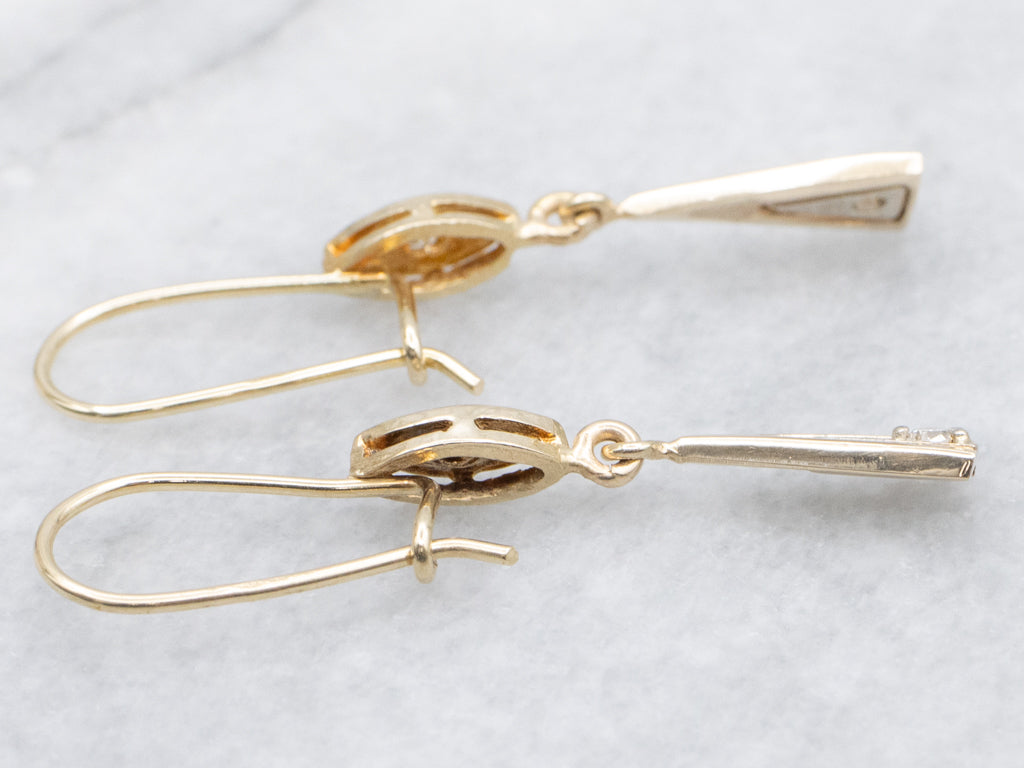 Triangle Diamond Drop Gold Earrings