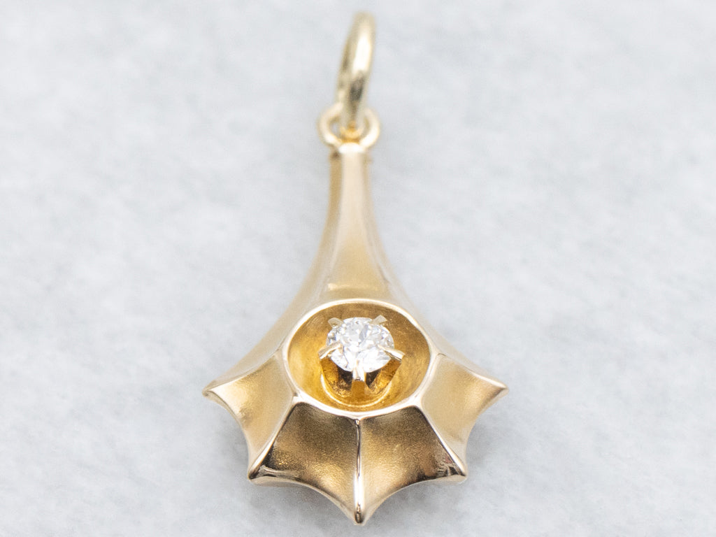 Old Mine Cut Diamond Antique Gold Shooting Star Drop Pendant