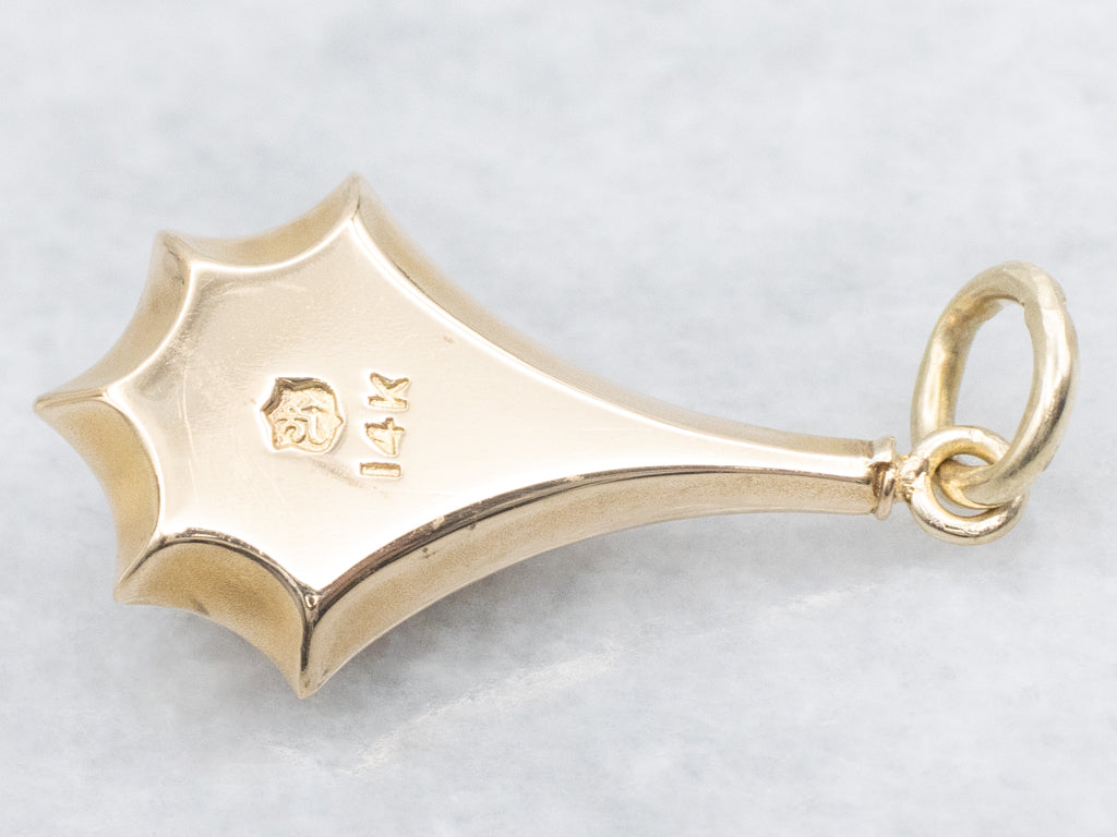 Old Mine Cut Diamond Antique Gold Shooting Star Drop Pendant