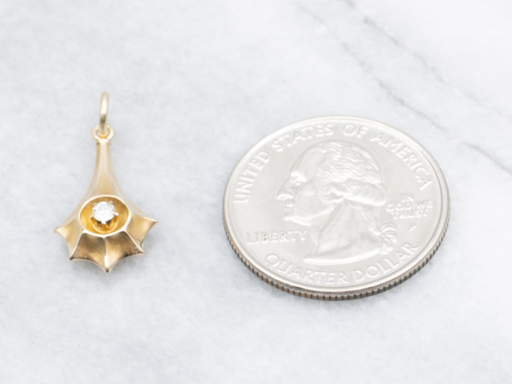 Old Mine Cut Diamond Antique Gold Shooting Star Drop Pendant