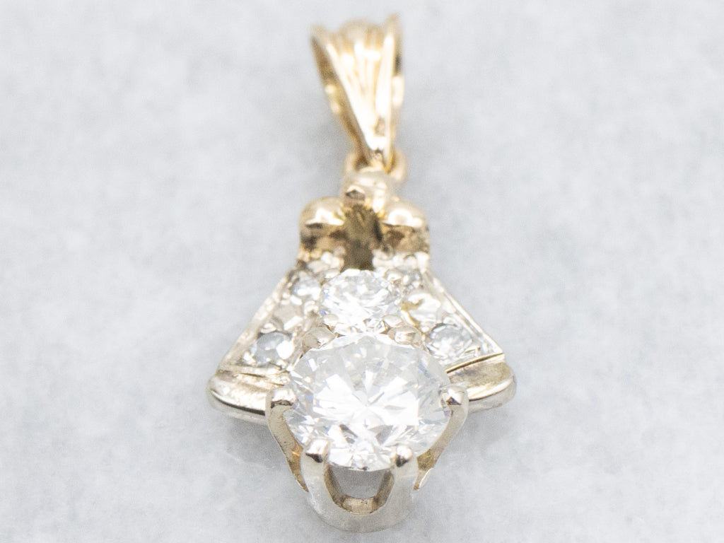 Two-Tone Gold Brilliant Diamond Drop Pendant