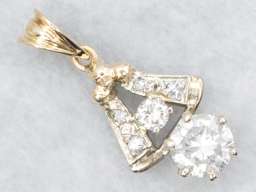 Two-Tone Gold Brilliant Diamond Drop Pendant