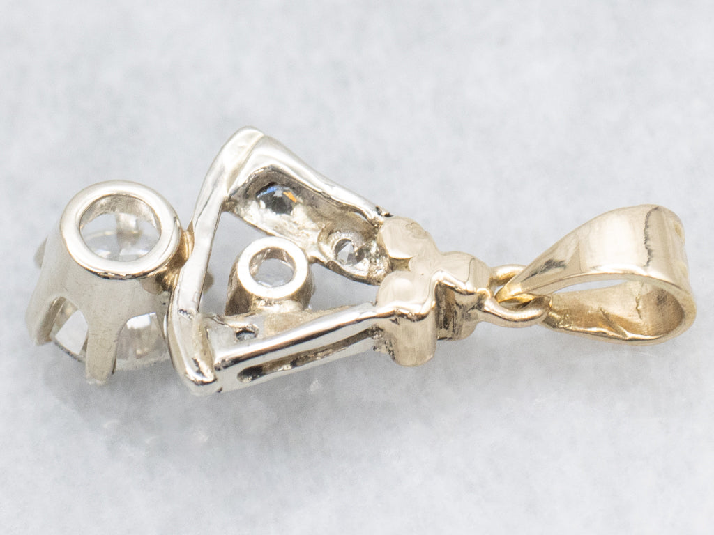Two-Tone Gold Brilliant Diamond Drop Pendant