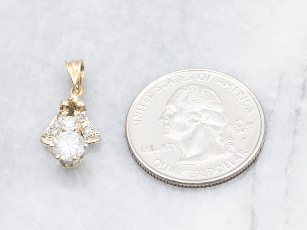 Two-Tone Gold Brilliant Diamond Drop Pendant