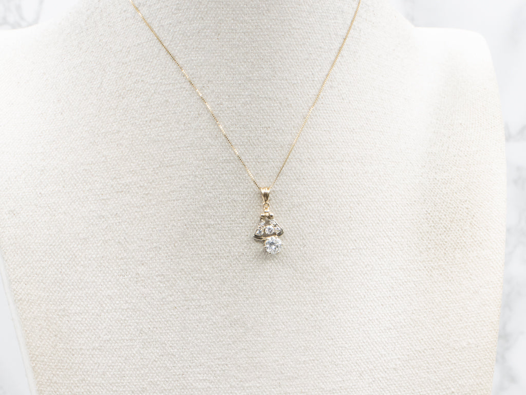 Two-Tone Gold Brilliant Diamond Drop Pendant