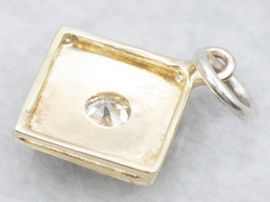 Diamond Two-Tone Squared Engraved Pendant