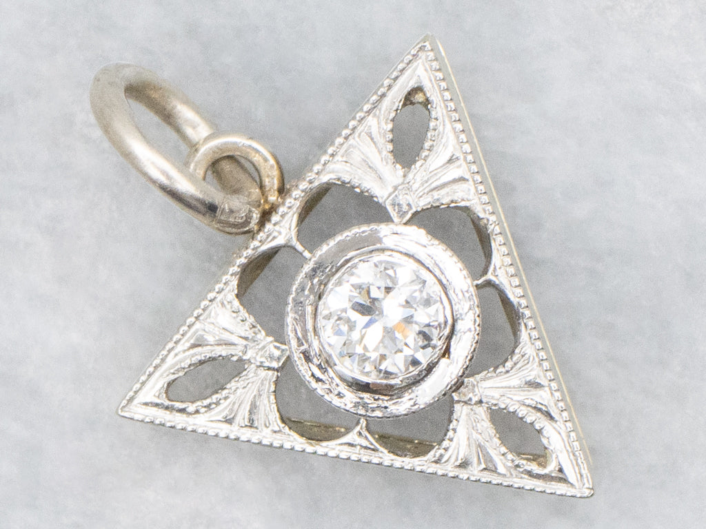 Vintage Bezel-Set Diamond Two-Tone Gold Floral Pendant