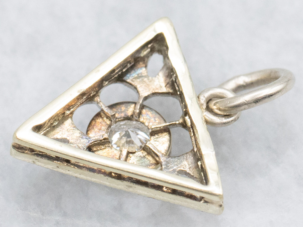 Vintage Bezel-Set Diamond Two-Tone Gold Floral Pendant