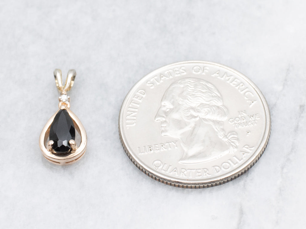 Pear-Cut Black Onyx and Diamond Teardrop Pendant
