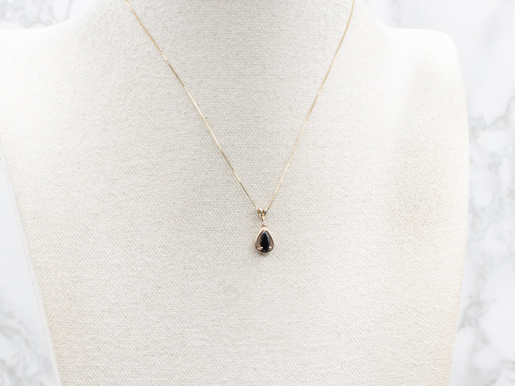 Pear-Cut Black Onyx and Diamond Teardrop Pendant