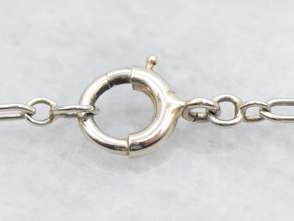 White Gold Art Deco Era Paperclip Link Chain