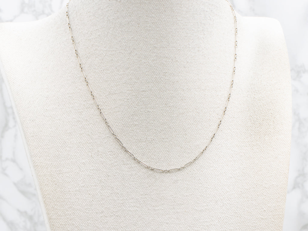 White Gold Art Deco Era Paperclip Link Chain