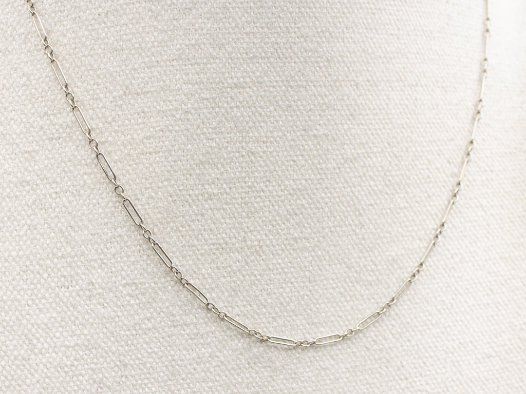 White Gold Art Deco Era Paperclip Link Chain