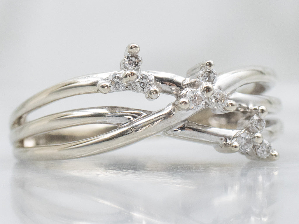 White Gold Woven Trio-Diamond Band