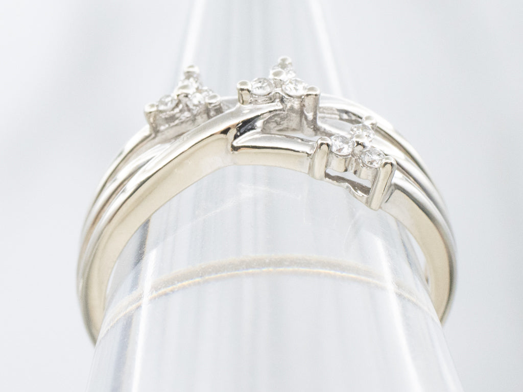 White Gold Woven Trio-Diamond Band