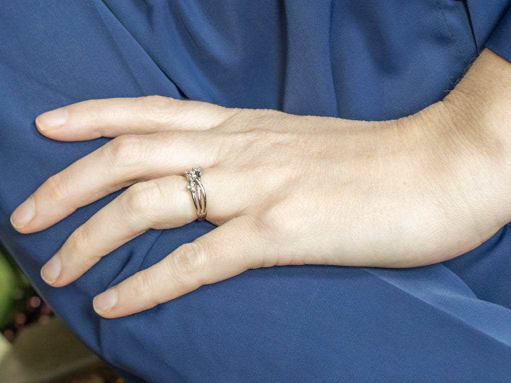 White Gold Woven Trio-Diamond Band