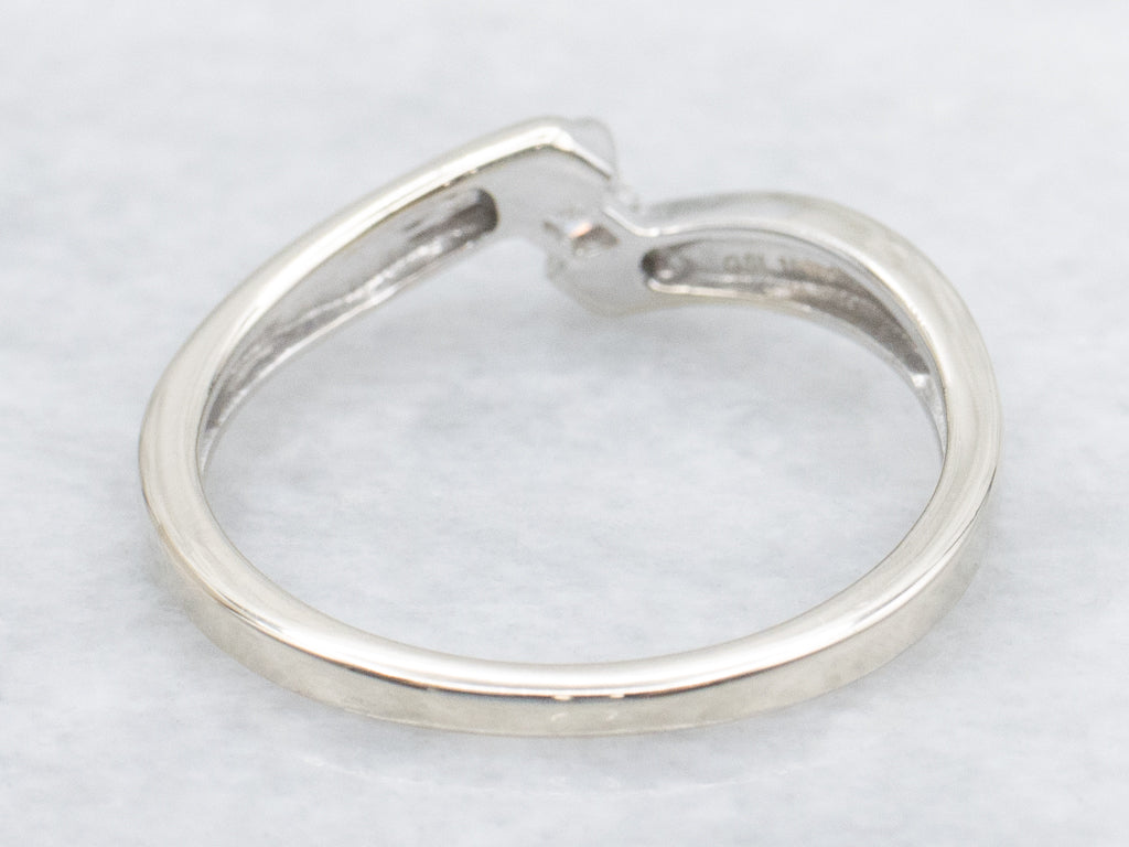 White Gold Princess-Cut Diamond Bypass Engagement Ring