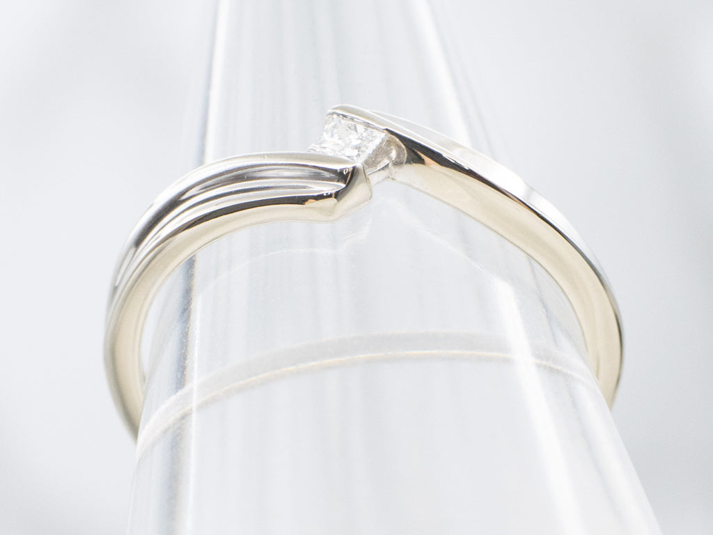 White Gold Princess-Cut Diamond Bypass Engagement Ring