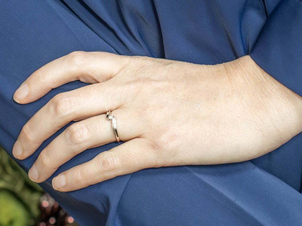 White Gold Princess-Cut Diamond Bypass Engagement Ring