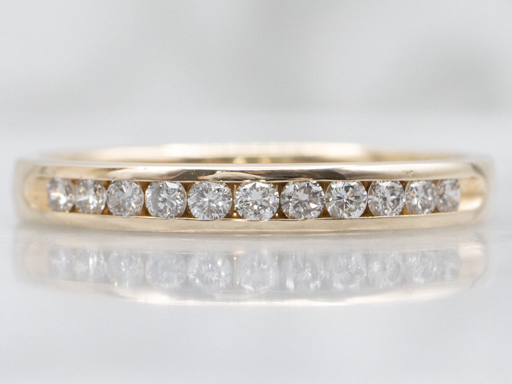 Channel-Set Diamond Yellow Gold Wedding Band