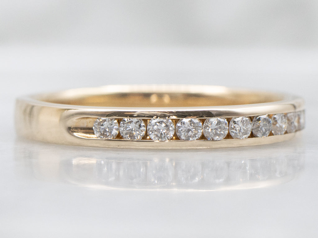 Channel-Set Diamond Yellow Gold Wedding Band